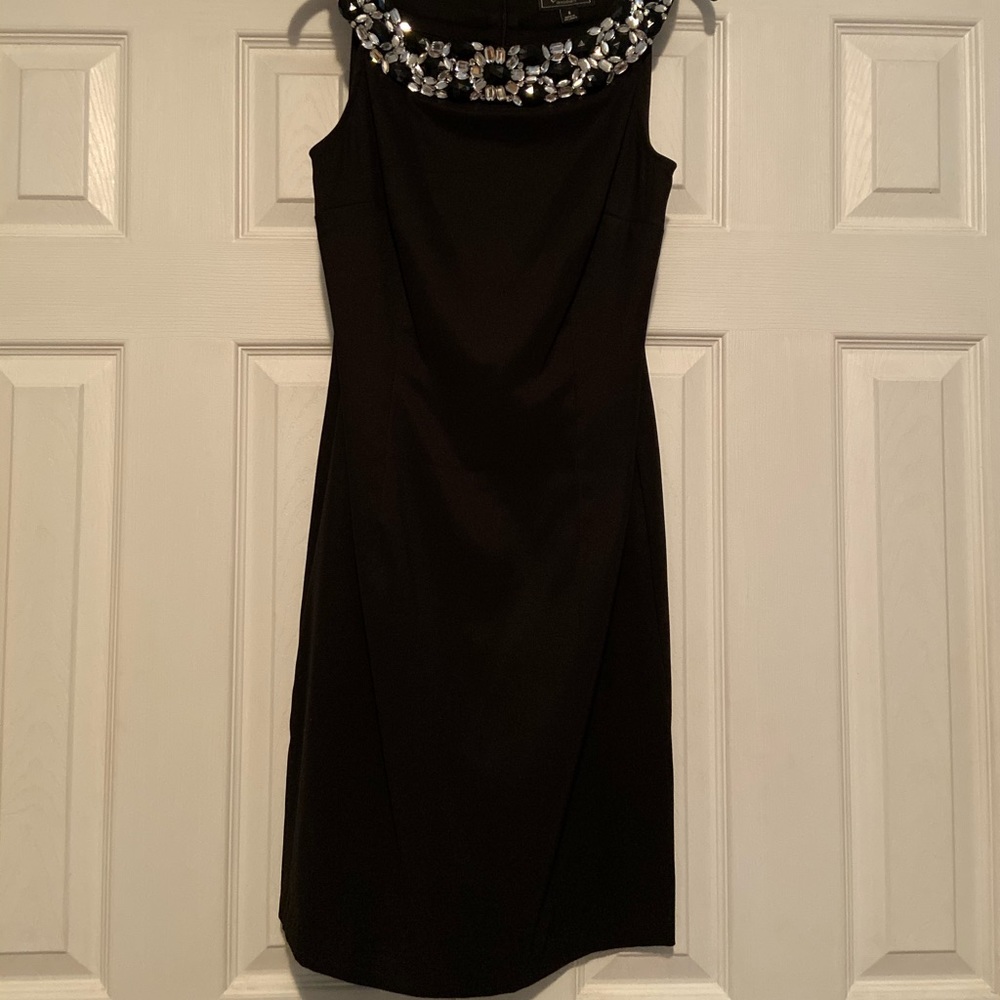 Cocktail dress black w/ rhinestone neckline size 6